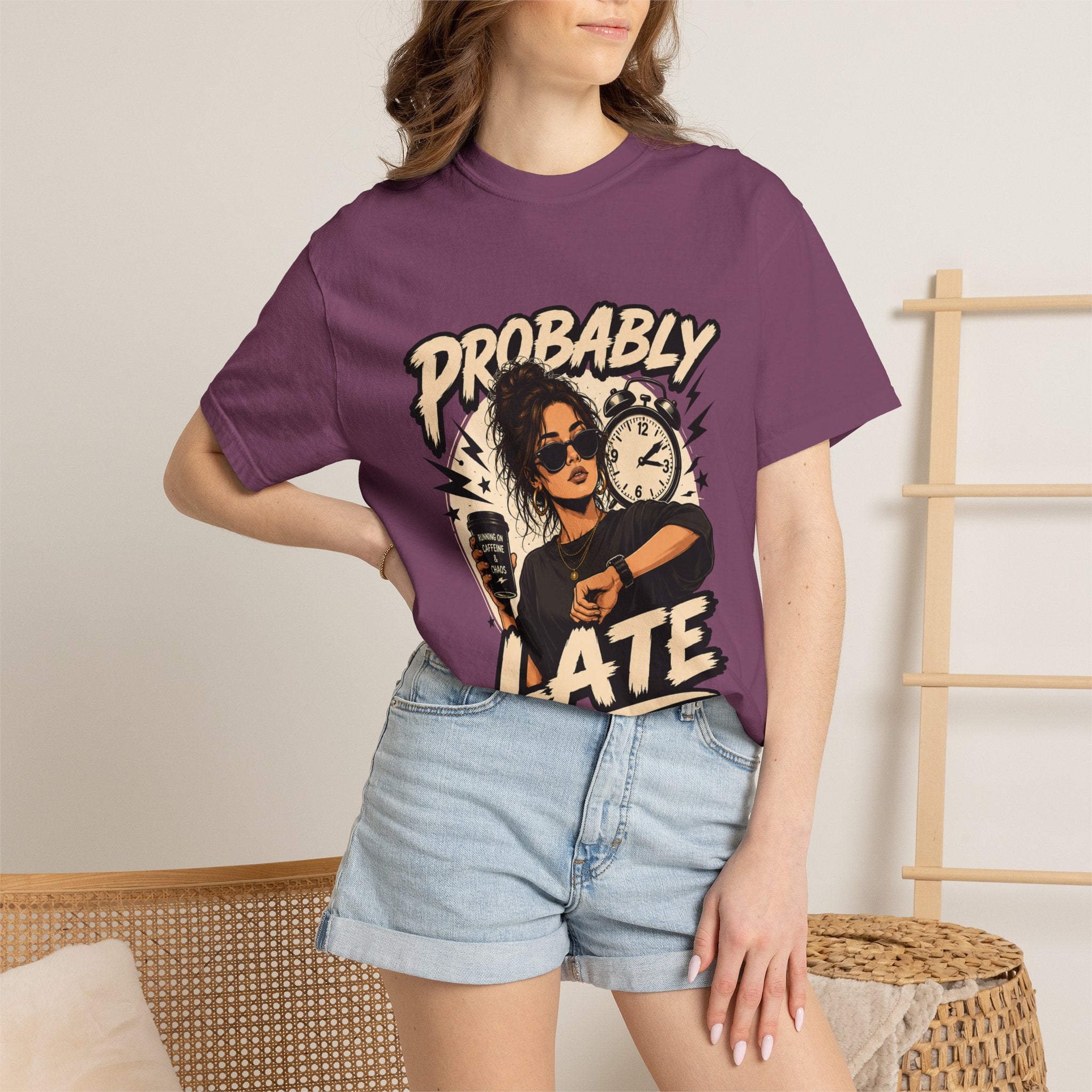 Probably Late T-Shirt — Funny Retro Graphic Tee for Chronic Late Risers