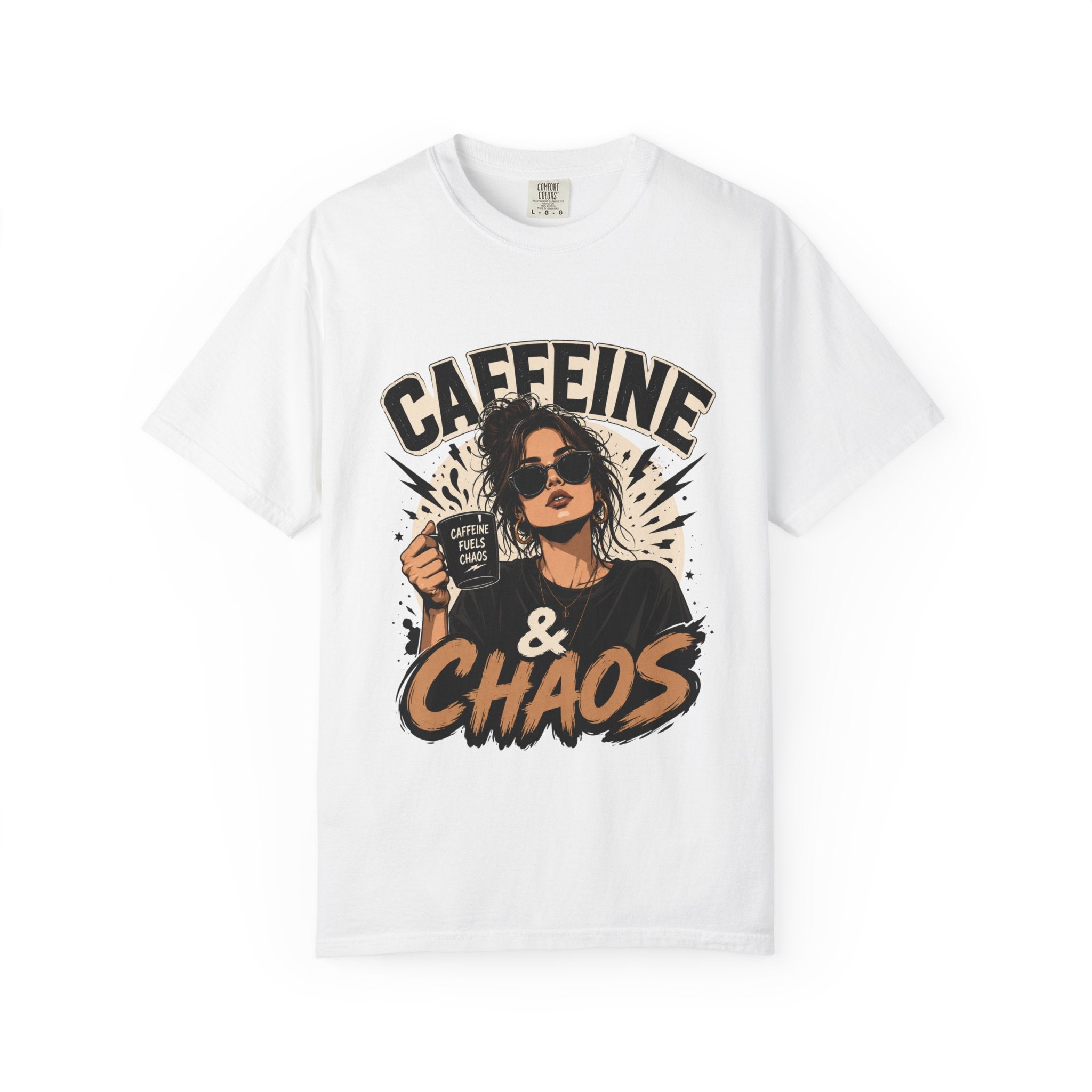 Caffeine & Chaos Tee — Graphic Coffee Lover T-Shirt