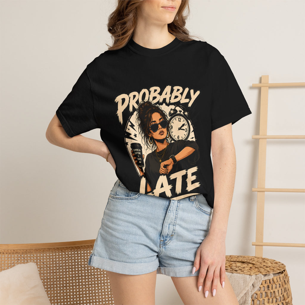Probably Late T-Shirt — Funny Retro Graphic Tee for Chronic Late Risers