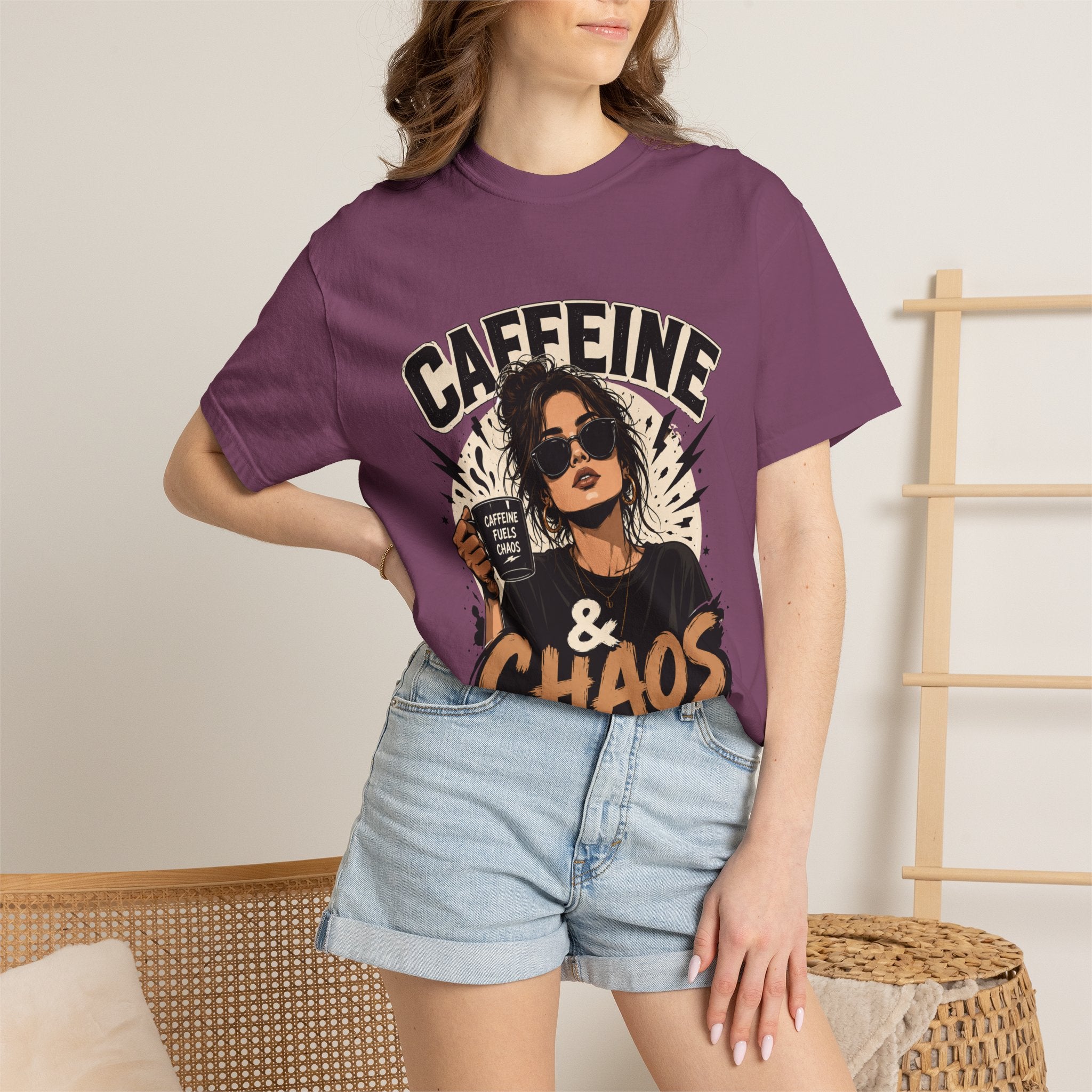 Caffeine & Chaos Tee — Graphic Coffee Lover T-Shirt