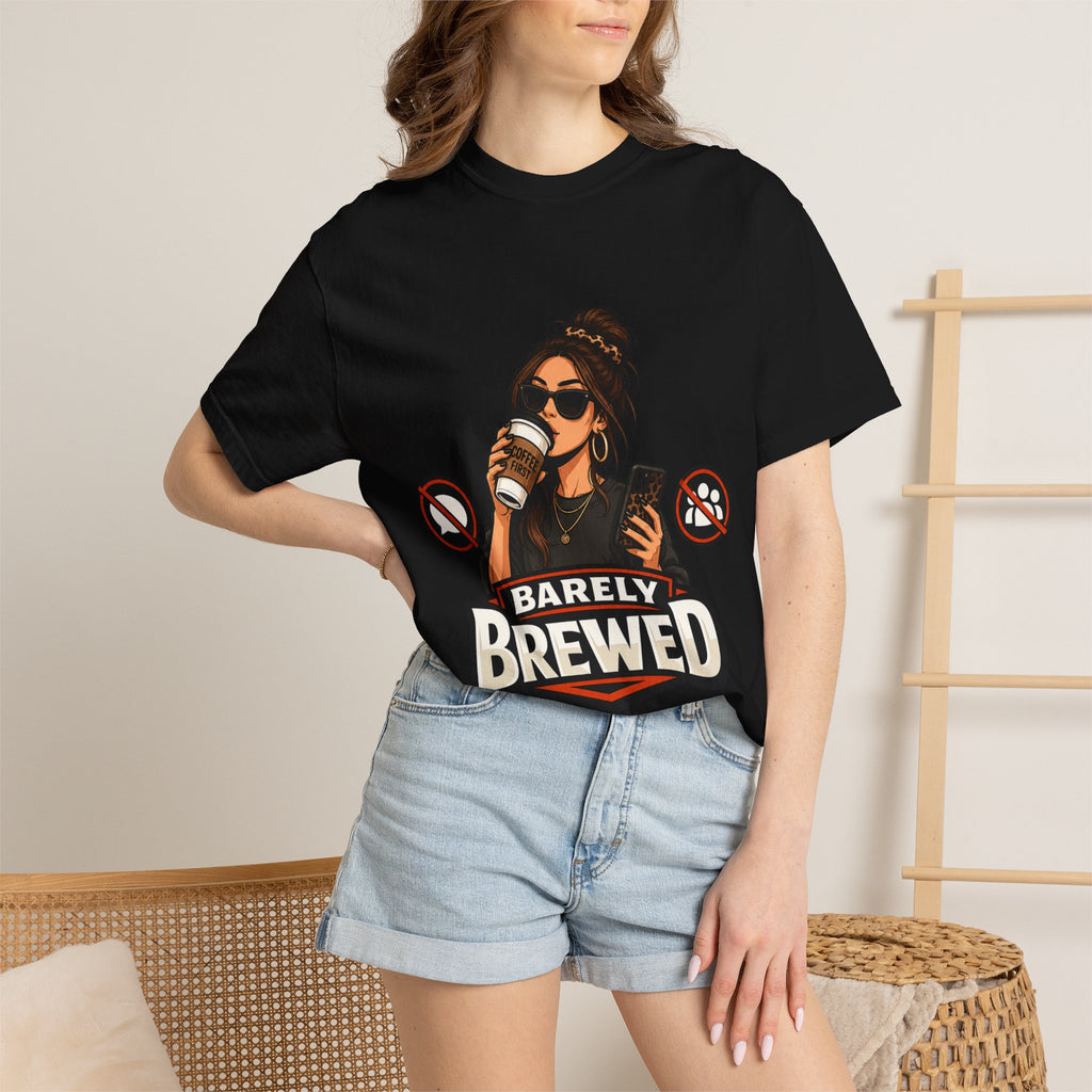 Barely Brewed Coffee T-Shirt — Funny Caffeine Lover Tee