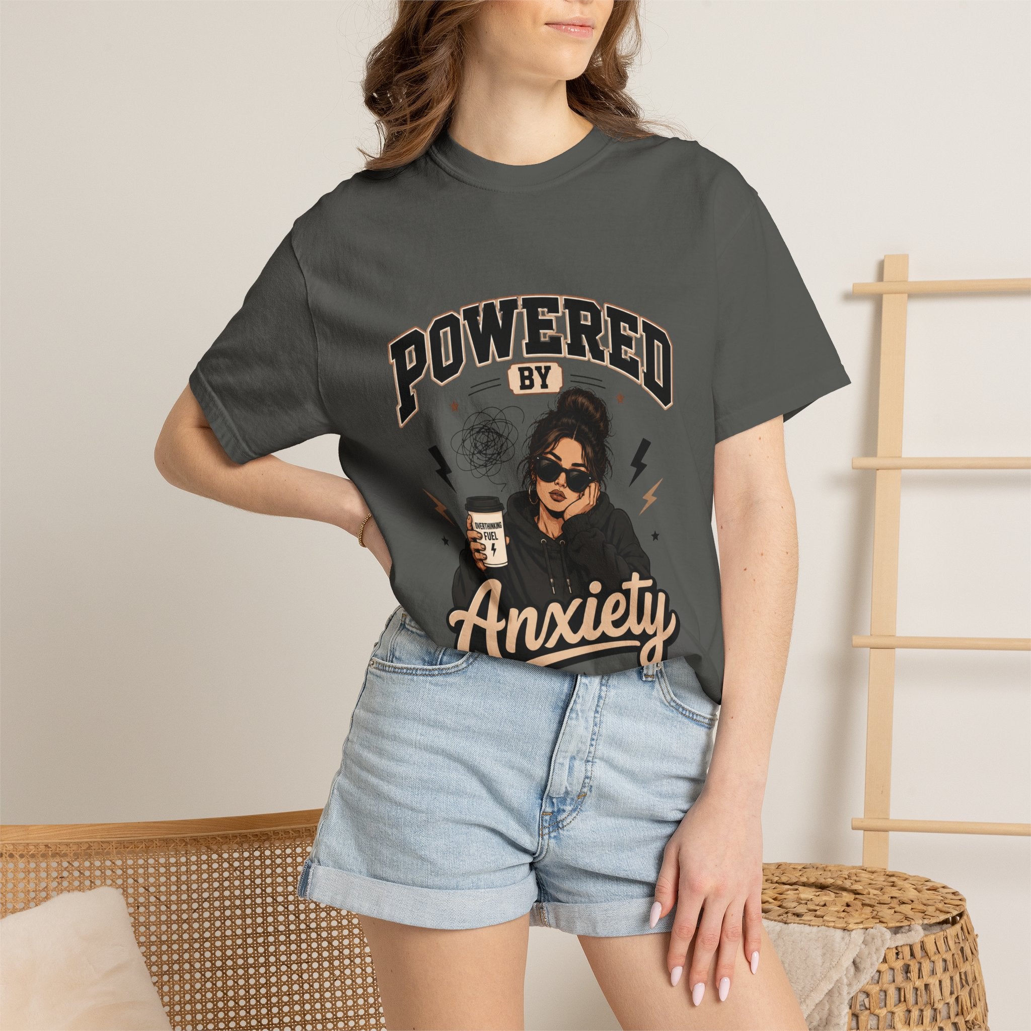 Powered by Anxiety T-Shirt — Introvert Humor Tee