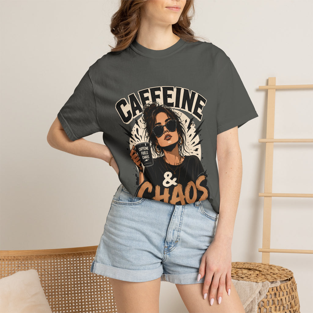 Caffeine & Chaos Tee — Graphic Coffee Lover T-Shirt