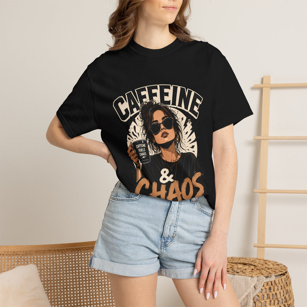 Caffeine & Chaos Tee — Graphic Coffee Lover T-Shirt