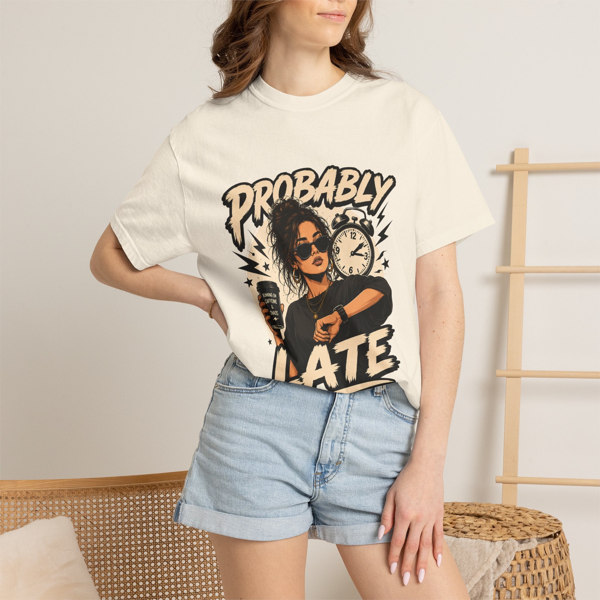 Probably Late T-Shirt — Funny Retro Graphic Tee for Chronic Late Risers