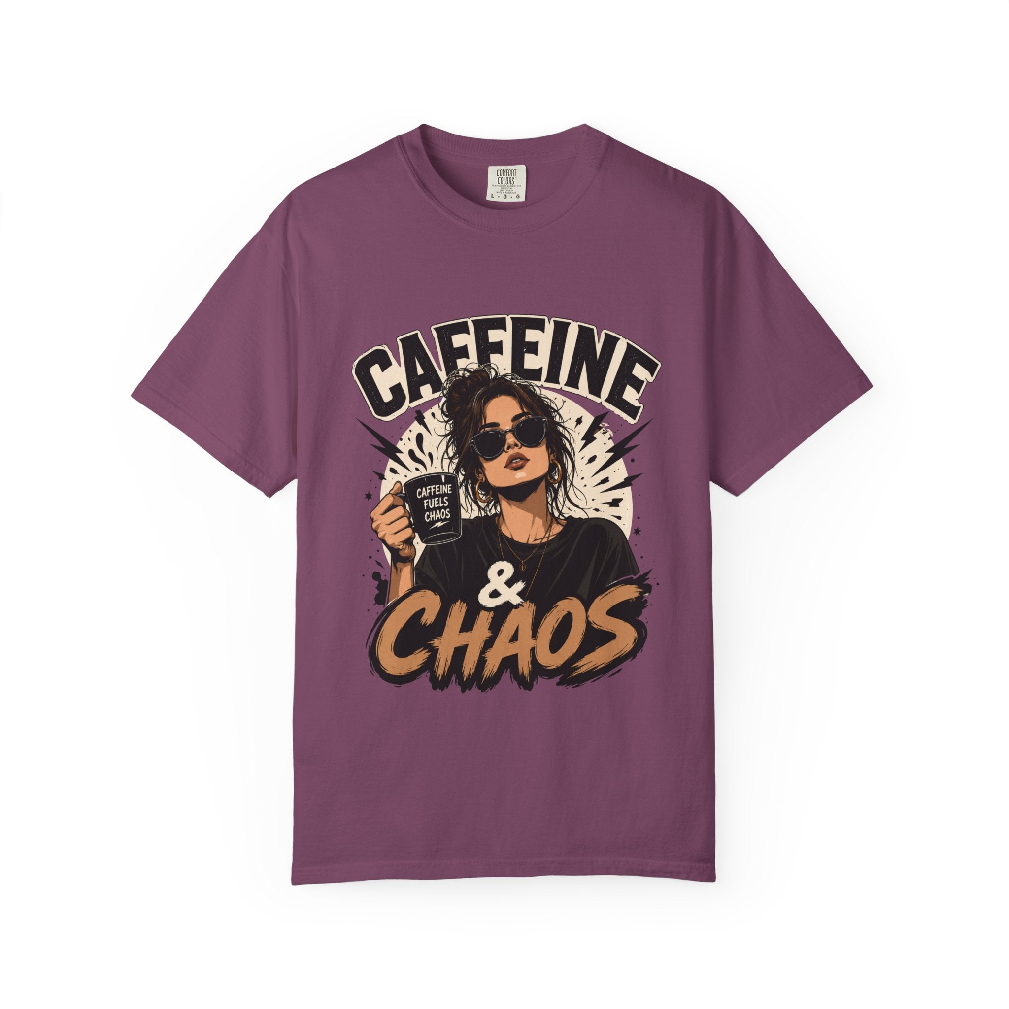 Caffeine & Chaos Tee — Graphic Coffee Lover T-Shirt