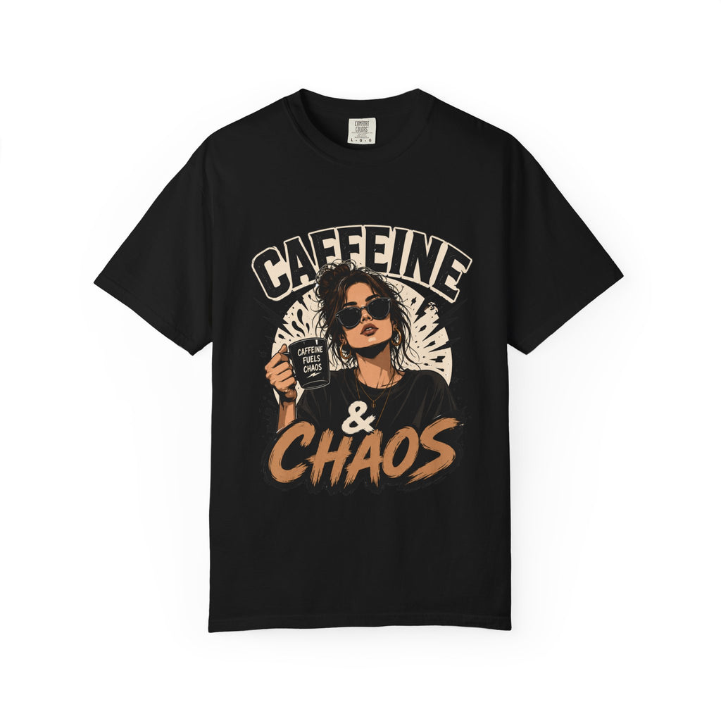 Caffeine & Chaos Tee — Graphic Coffee Lover T-Shirt