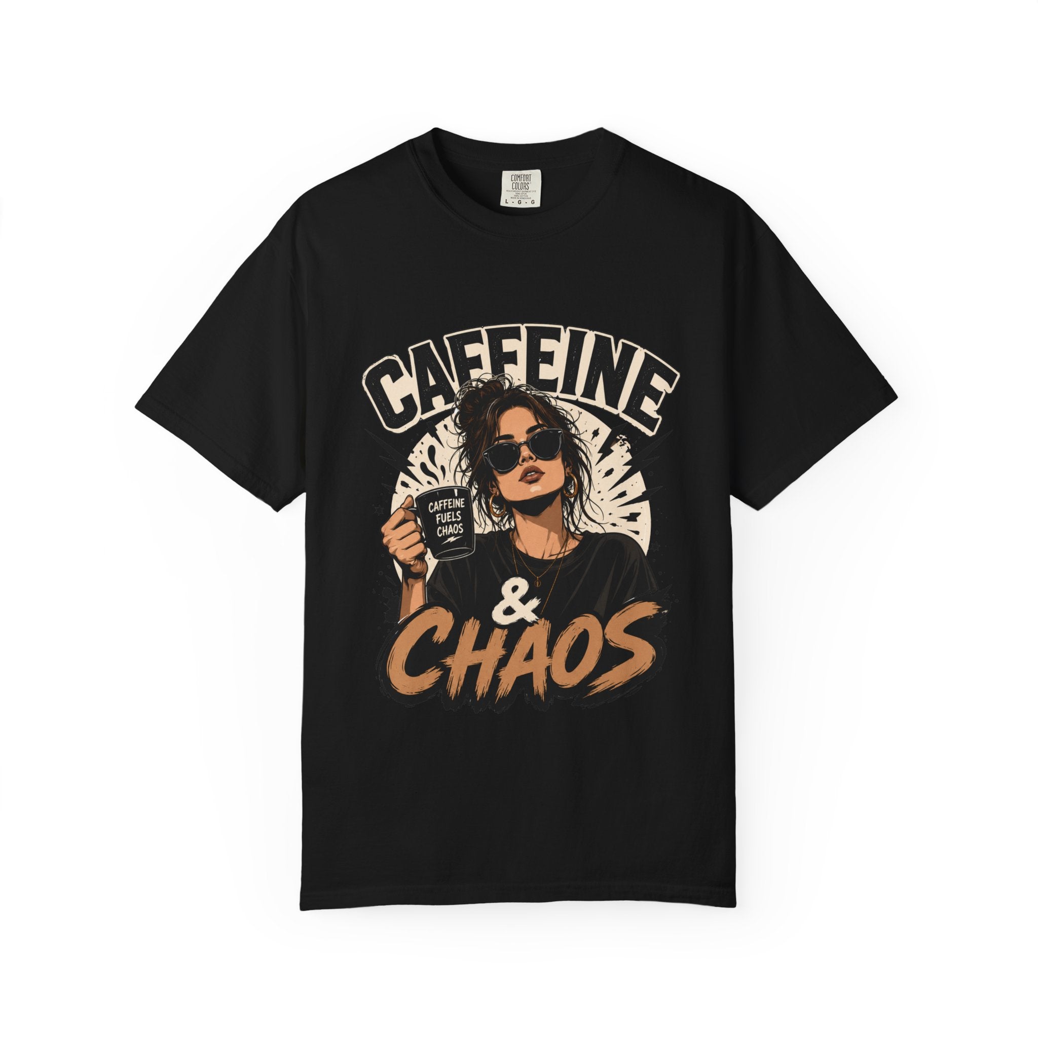 Caffeine & Chaos Tee — Graphic Coffee Lover T-Shirt