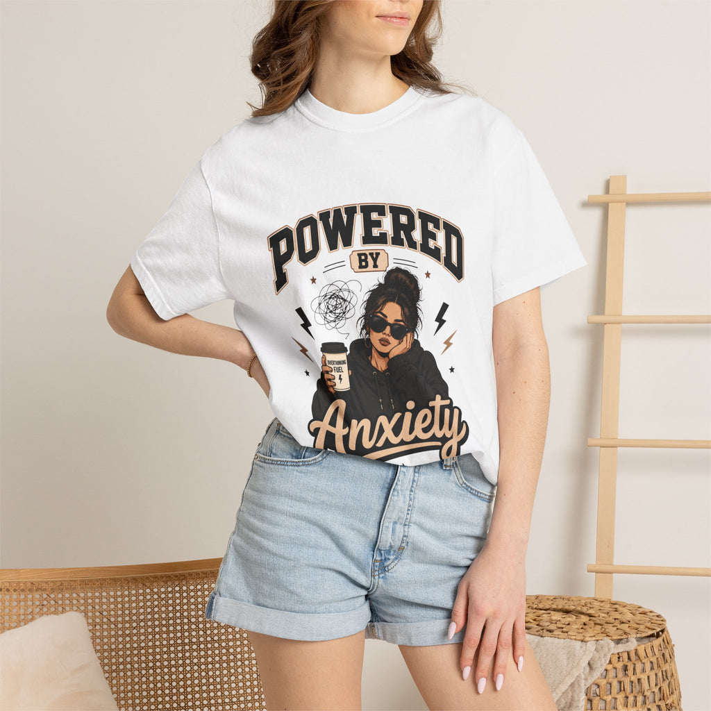 Powered by Anxiety T-Shirt — Introvert Humor Tee